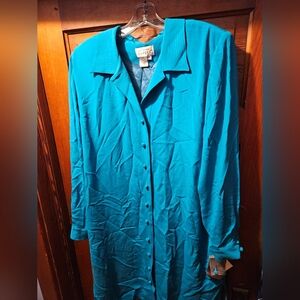 NWT VINTAGE Adrianna Papell Teal Long Sleeve Dress